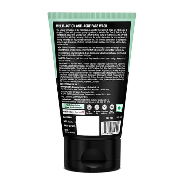 Man Arden Daily Multi-Action Anti-Acne Face Wash 100 ml - Face Washes