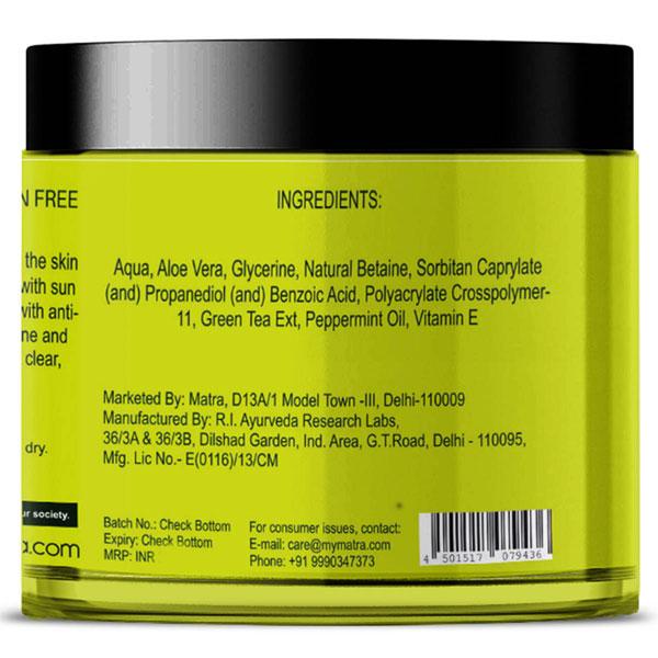 Matra Aloe Vera Glow Gel - Green Tea and Peppermint Extracts 100 gm - Face Gels