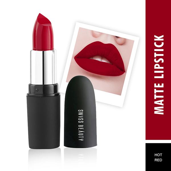 Swiss Beauty Pure Matte Lipstick - (Hot Red) 3.8 gm - Lipsticks