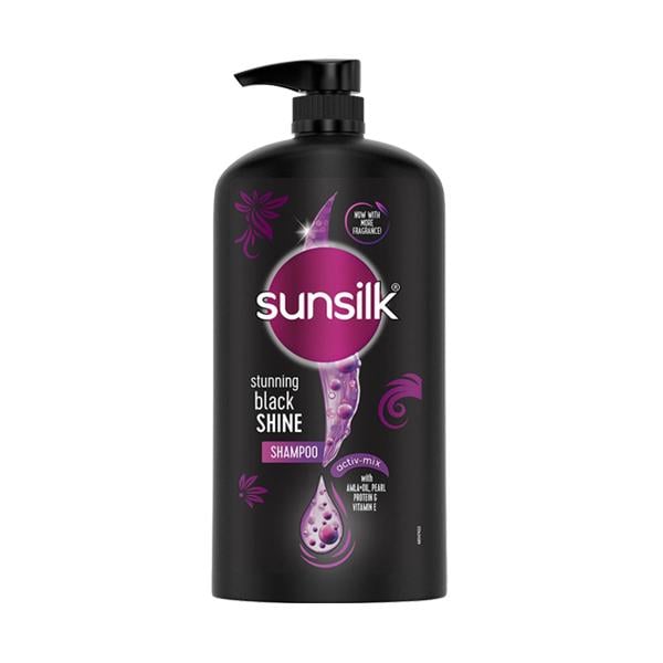 Sunsilk Stunning Black Shine Shampoo with A mla + Oil, Pearl Protein & Vitamin E 1000 ml - Shampoos