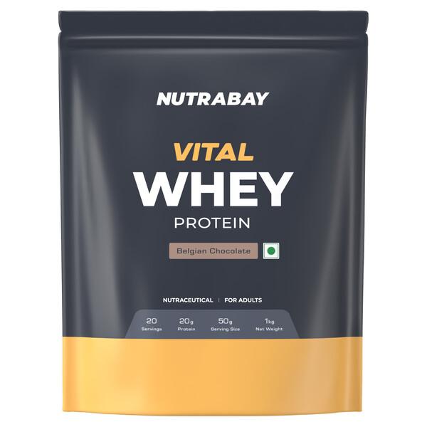 Netmeds | Nutrabay Gold Vital Whey Protein Powder - Belgian Chocolate 1 kg