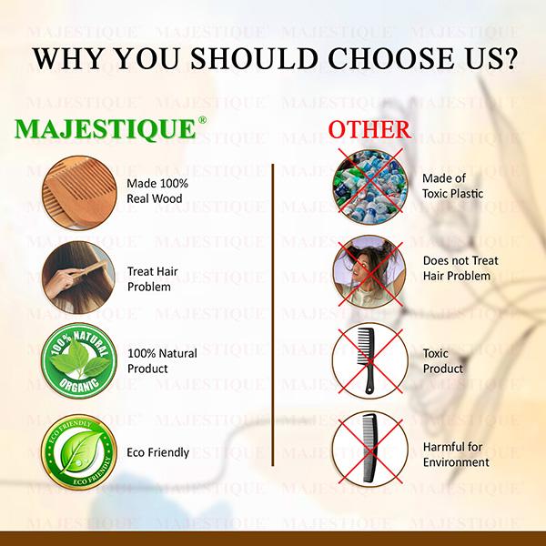 Majestique Hair Grooming Comb Set Handmade Wood Hair Comb Detangling and Long Hair 2's - Grooming Kits