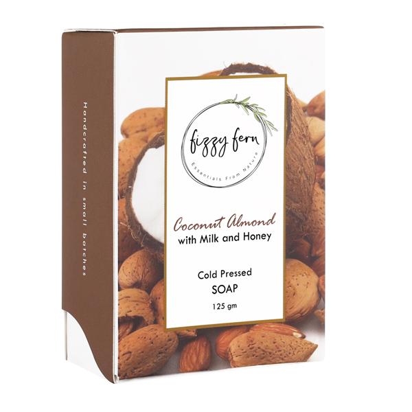 Fizzy Fern Cold Pressed Soap - Coconut Almond with Milk & Honey 125 gm - Soaps