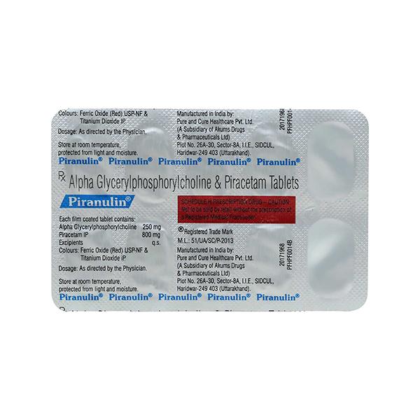 Piranulin Tablet 10'S - Nootropics And Neurotrophics