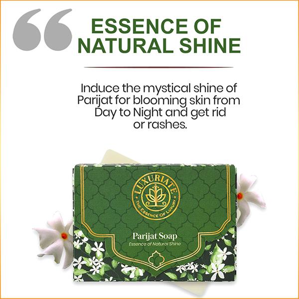 Luxuriate Parijat Essence Of Natural Shine Soap Bar for Men and Women 125 gm - Soaps