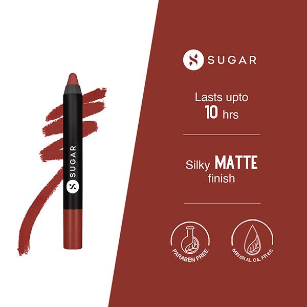 SUGAR Cosmetics Matte As Hell Crayon Lipstick - 17 Brandy Harrington (Rusty Reddish Pink) 2.8 gm - Lip Crayons