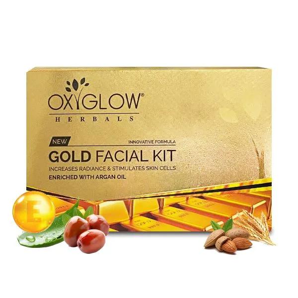 Netmeds | OxyGlow Herbals New Gold Facial Kit Enriched With Argan Oil 50 g