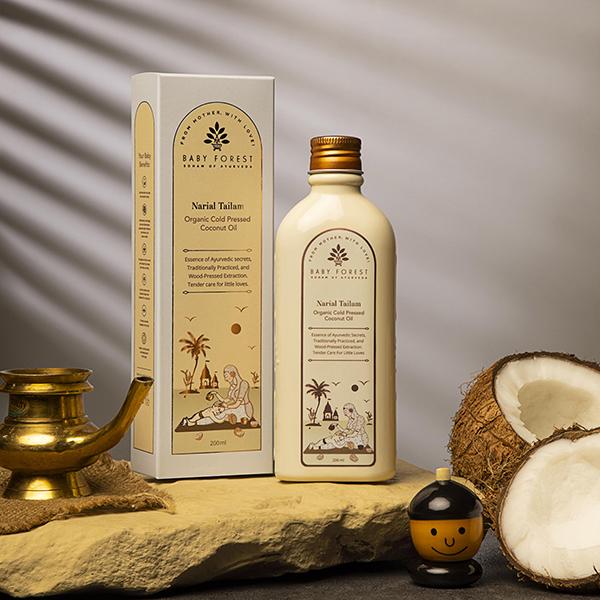 Baby Forest Narial Tailam- Organic Cold Pressed Coconut Oil 200 ml - Creams, Lotions & Oils