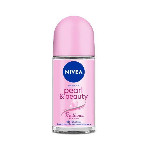 NIVEA Women Deodorant Roll on, Pearl & Beauty Radiance for Eventoned Smooth & Beautiful Underarms 72H 50 ml