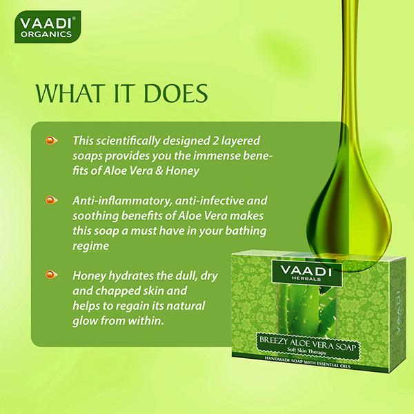 Vaadi Herbals Handmade Soap - Breezy Aloe Vera 75 gm - Soaps