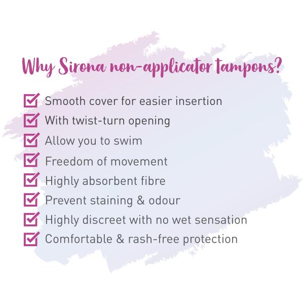 Sirona Now Periods Made Easy Non-Applicator Tampons - Regular Flow 1's - Tampons