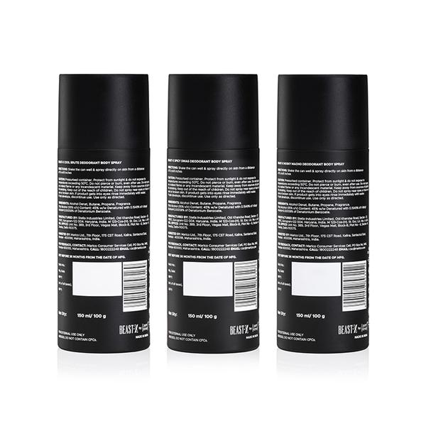 Puresense Beast X Deodorant Body Spray (Spicy Swag + Cool Brute + Musky Macho) 3's - Men Deodorants/Roll-Ons
