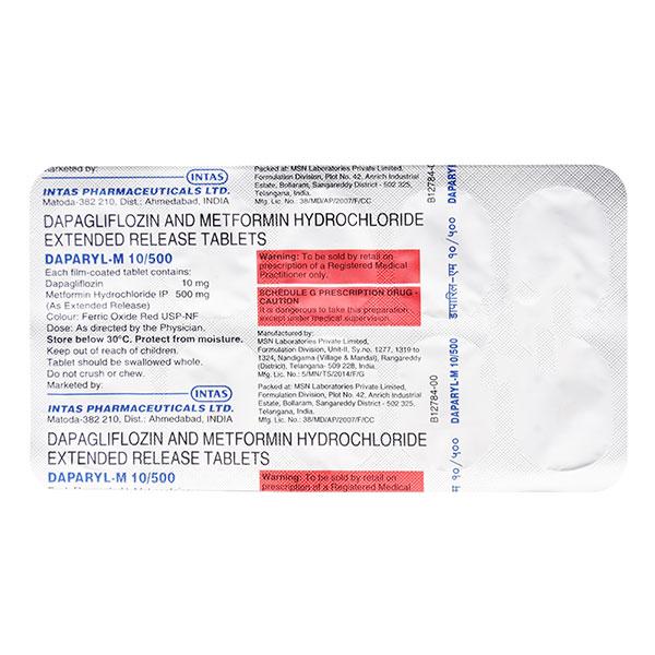 DAPARYL M 10/500 Tablet 10's - Diabetes-Ant