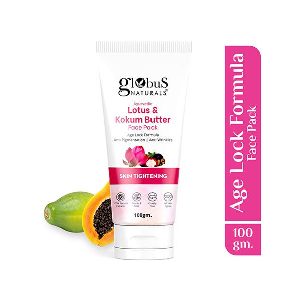 Globus Naturals Lotus & Kokum Butter Face Pack for Anti-Ageing & Skin Lightening, 100gm each 2's - Masks & Peels