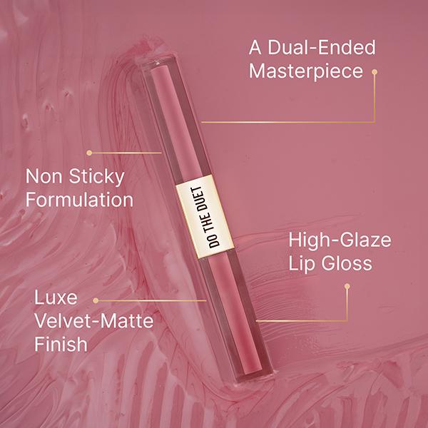 Swiss Beauty Select Do The Duet Lipstick, Matte Liquid Lipstick + Tinted Gloss Amber Nude 3 ml - Liquid Lipsticks