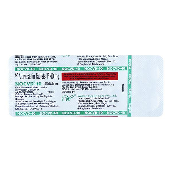 NO CVD 40 Tablet 10's - High Cholesterol-Dys