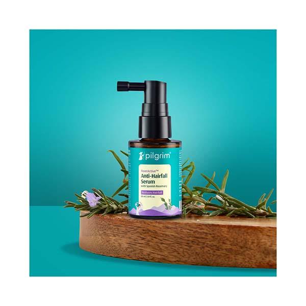 Netmeds | Pilgrim RootActive Anti-Hairfall Serum With Spanish Rosemary Strengthens Hair Roots & Increases Hair Density 30 ml