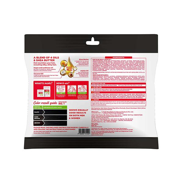 Revlon Color 'N Care Nourishing Permanent Hair Color - 1 Natural Black Sachet HAIR color cream 20g (when packed),Cream Developer 30ml (when packed) 1's - Crème