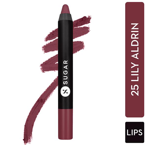 Netmeds | SUGAR Cosmetics Matte As Hell Crayon Lipstick - 25 Lily Aldrin (Mauve Pink) 2.8 gm