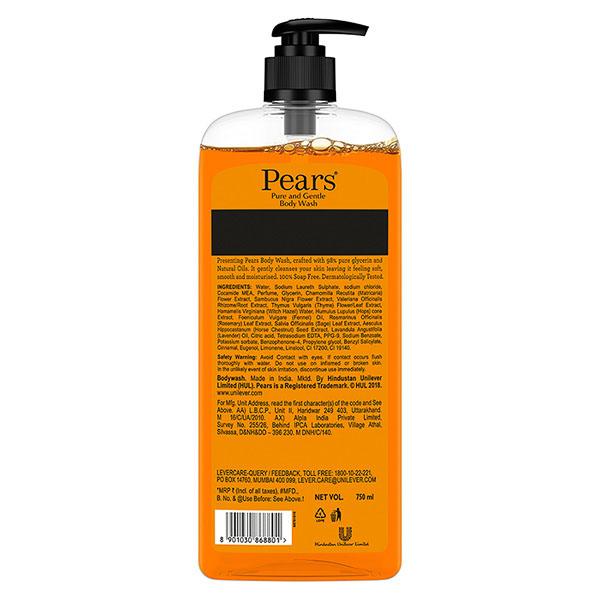 Pears Pure & Gentle Body Wash 98% Pure Glycerin And Natural Oils, 100% Shop Free, Dermatologically Tested 750ml - Shower Gels & Body Wash
