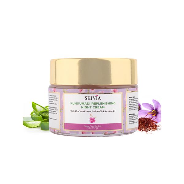 Skivia Kumkumadi Replenishing Night Cream With Aloe Vera Extract & Hyaluronic Acid 50 gm - Night Cream
