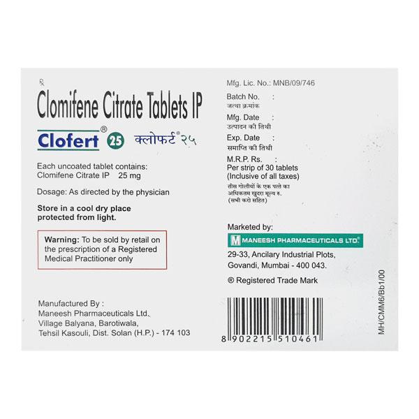 Clofert 25mg Tablet 30'S - Hormonal Therapy-Tro