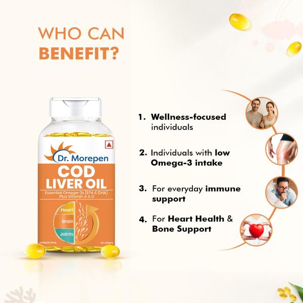 Dr. Morepen Cod Liver Oil with Omega3 Capsule 100's - Hair & Skin