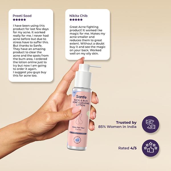 Sanfe Back & Bum Acne Clearing Lotion - Shea Butter & Peach Extracts 100 ml - Lotions & Creams