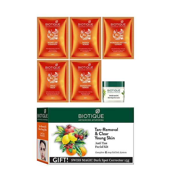 Netmeds | Biotique Tan Removal Clear Young Skin Facial Kit Complete 6 Step Facial System 65gm 1's