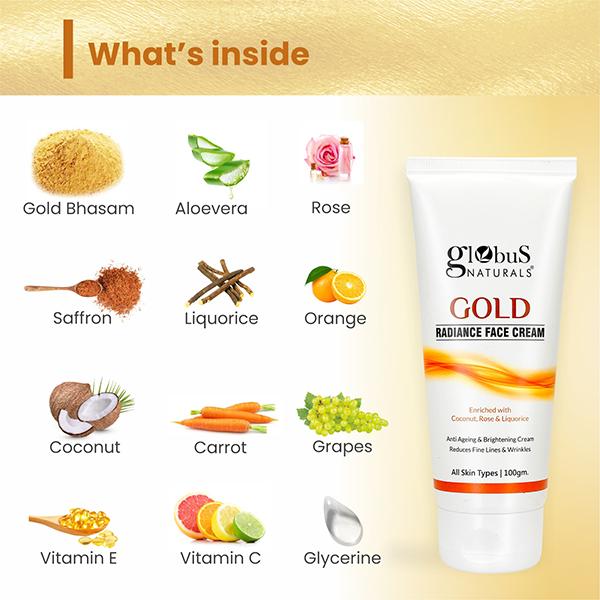 Globus Naturals Creamy Dream Body Care Combo Daily Moisturizing Body Lotion and Gold Face Cream 200 gm - Creams, Lotions & Oils