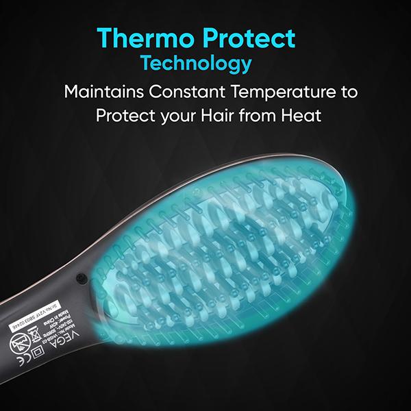 VEGA X-Star Hair Straightening Brush With Thermo Protect Technology & Adjustable Temperature Settings Hair Straightener (VHSB-03) 1 gm - Straighteners