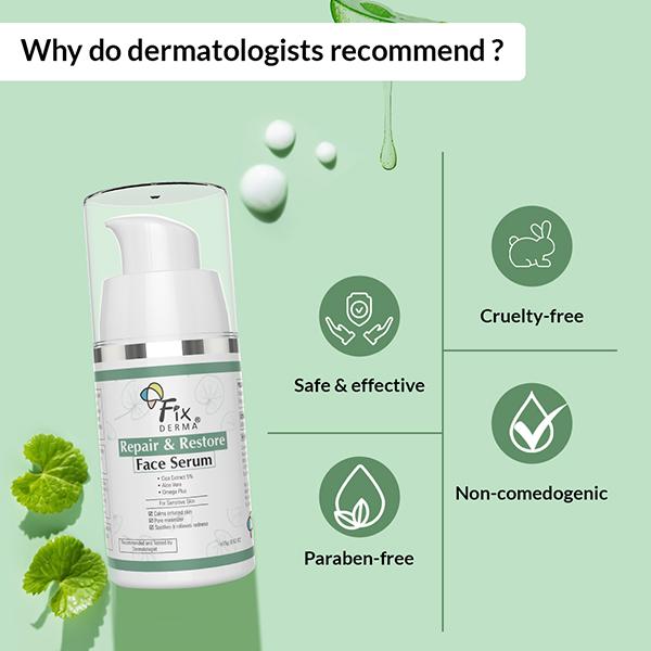 Fixderma 5 Percent Cica Extract Repair and Restore Face Serum for Sensitive Skin 15 gm - Face Serum