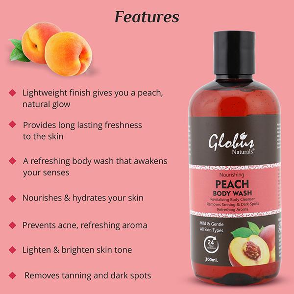 Globus Naturals Refreshing Peach Body Wash 300 ml - Shower Gels & Body Wash