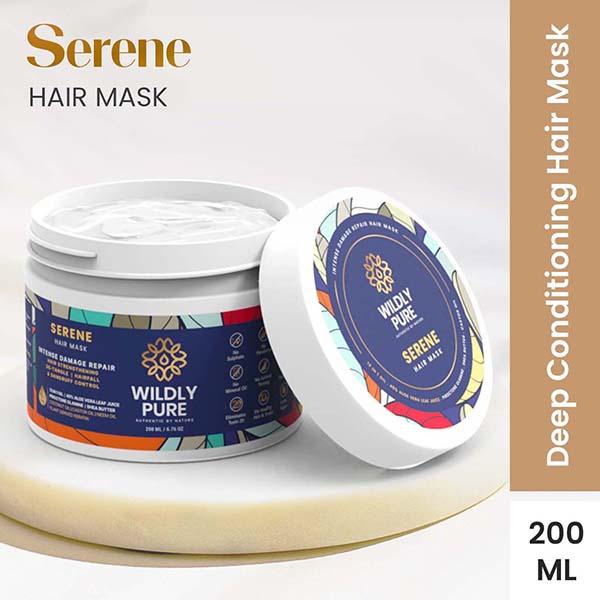 Wildly Pure Serene Hair Mask for Deep Conditioning Smoothening 12 Oils Plant Keratin Toxin 20 200 ml - Hair Masks & Packs