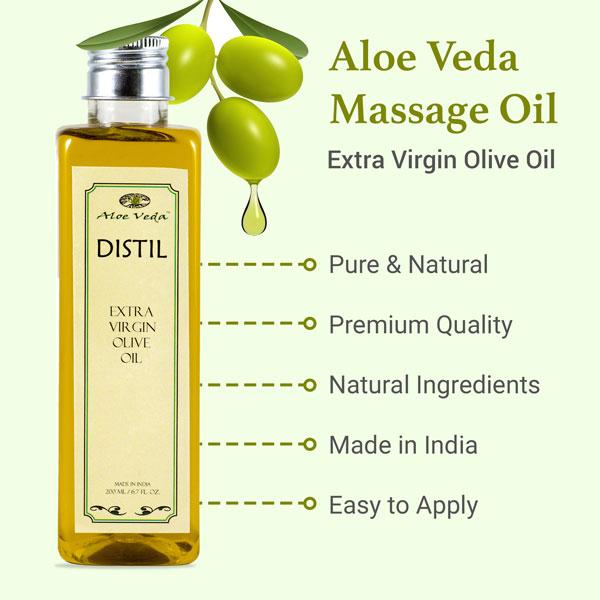 Aloe Veda Distil Extra Virgin Olive Oil 200 ml - Massage Oils
