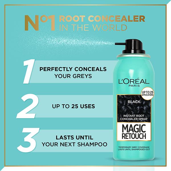 L'Oreal Paris Magic Retouch Instant Root Concealer Spray Black 75 ml - Hair Sprays & Mists