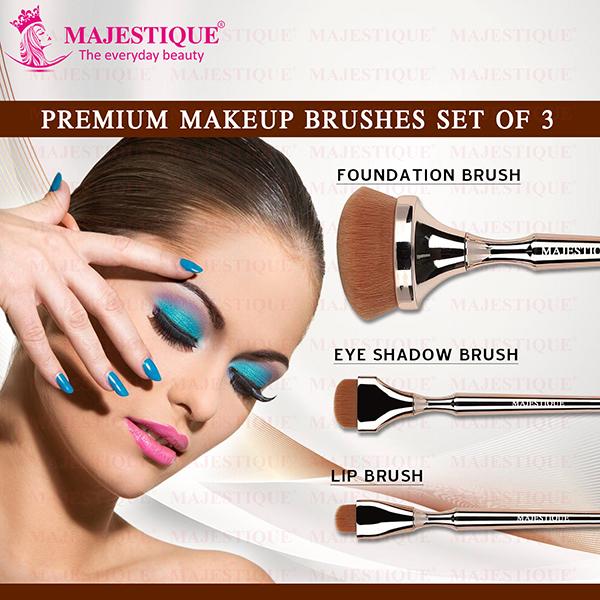 Majestique Foundation, Eyeshadow, and Lips, Professional Makeup Brush Set, Luminous HD Brushes 1's - Face Brush