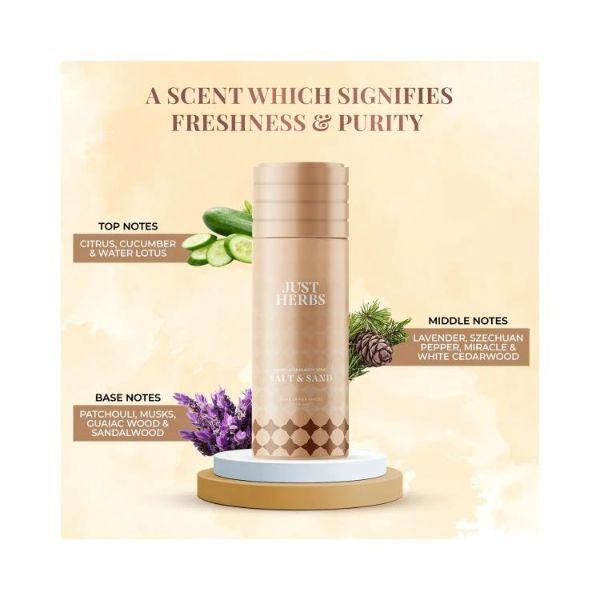 Just Herbs Long Lasting & Refreshing Deodrant for Men, Salt & Sand 150 ml - Men Deodorants/Roll-Ons