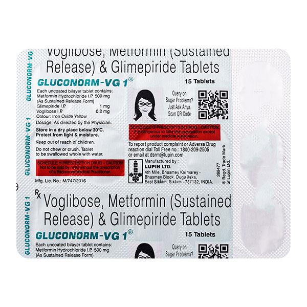 Gluconorm VG 1mg Tablet 15'S - Diabetes-Ant