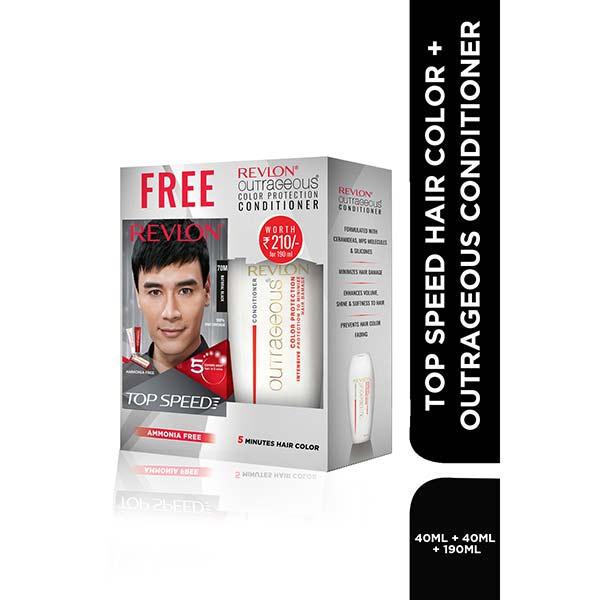 Netmeds | Revlon Top Speed Hair Color For Men - Natural Black 70M with Outrageous Conditioner 270 ml