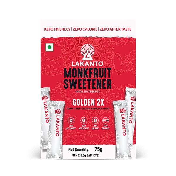 Netmeds | Lakanto Monkfruit Sweetener Sachets - Golden 2X (30's X 2.5 g) 1's