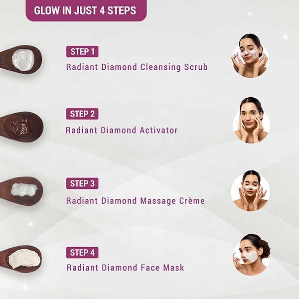 Lotus Herbals Radiant Diamond Cellular Radiance 4 Facial Kit 148 Gm - Facial Kits