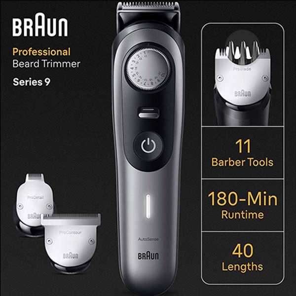 Braun Professional Beard Trimmer 9, BT9420 for Men From Gillette, 180-Min Runtime and Cordless 600 gm - Grooming Kits