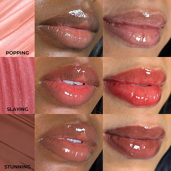 FAE Beauty Mini Peptide Lip Gloss Trio - Festive Edition, Shades - Stunning, Slaying, Popping 15 ml - Lip Glosses