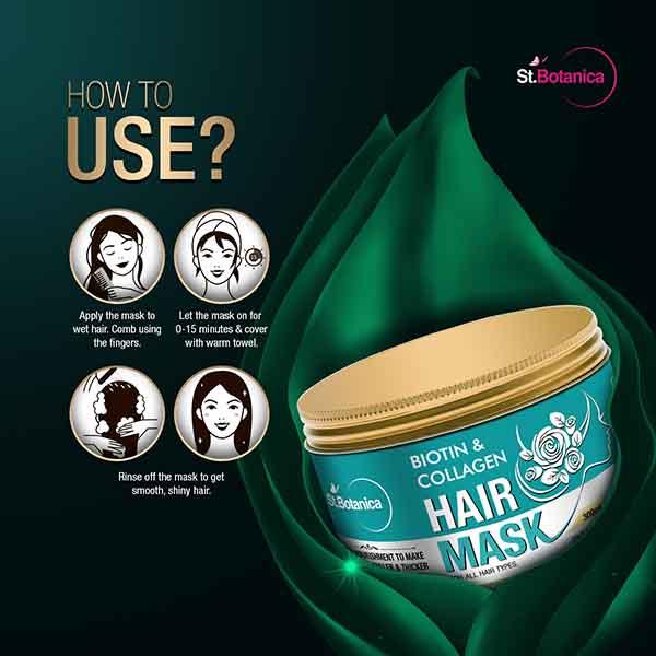 St.Botanica Biotin & Collagen Strengthening Hair Mask 300 ml - Hair Masks & Packs