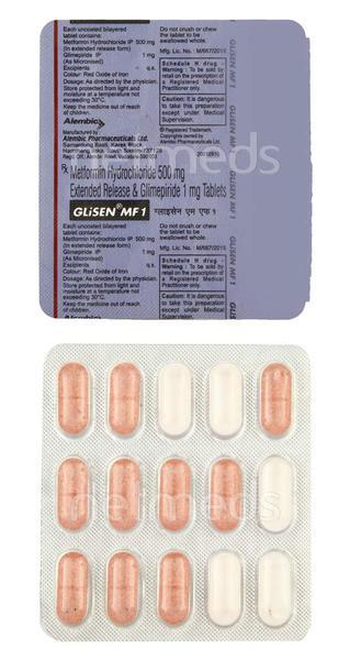 Glisen MF 1mg Tablet 15'S - Diabetes-Ant