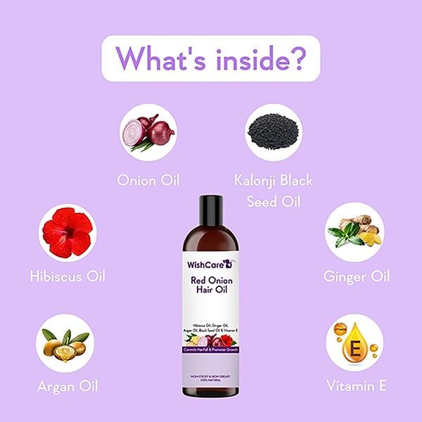 WishCare Red Onion Hair Oil for Hair Growth & Hair Fall Control- Onion Oil With Deep Root Applicator 200 ml - Hair Oils