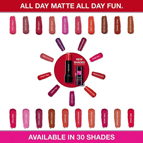 Elle 18 Color Pop Matte Lip Color, W13, Grape Riot 4.3 gm - Lipsticks