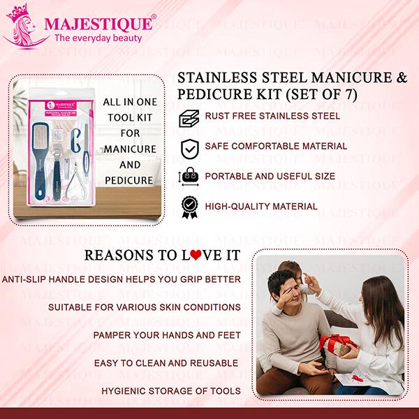 Majestique Professional Manicure And Pedicure Tools Kit For Smooth, Beautiful Feet - Multicolor 7's - Manicure & Pedicure Kits