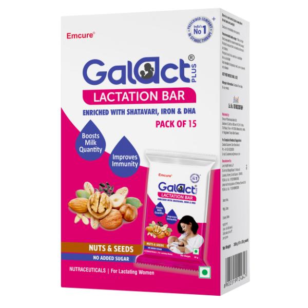 Galact Plus Lactation Bar - Nuts & Seeds (Pack of 15 x 20 g) - Nutritional Supplements